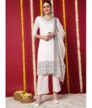 Vaamsi Silk Blend Embroidered Kurti With Pants Women's Stitched Salwar Suit - Off White ( Pack of 1 )