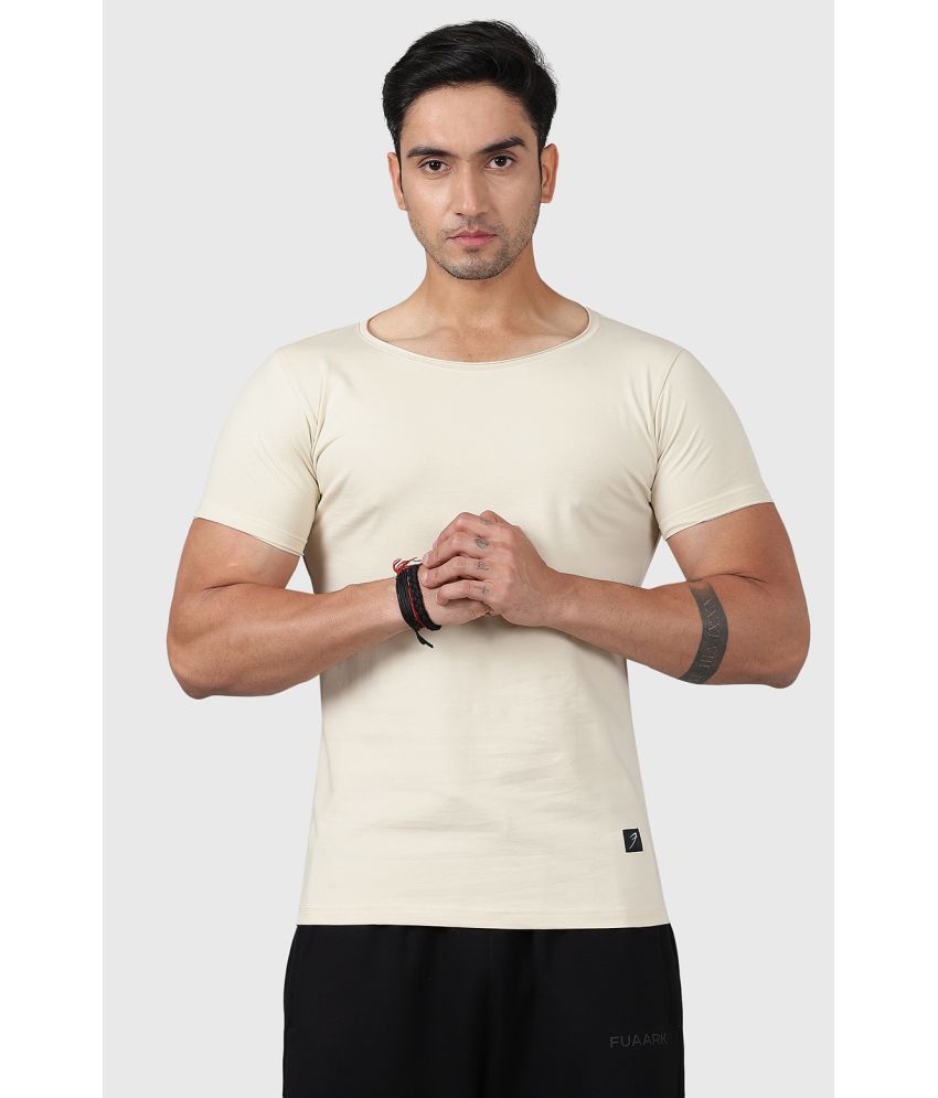     			Fuaark Beige Cotton Slim Fit Men's Sports T-Shirt ( Pack of 1 )