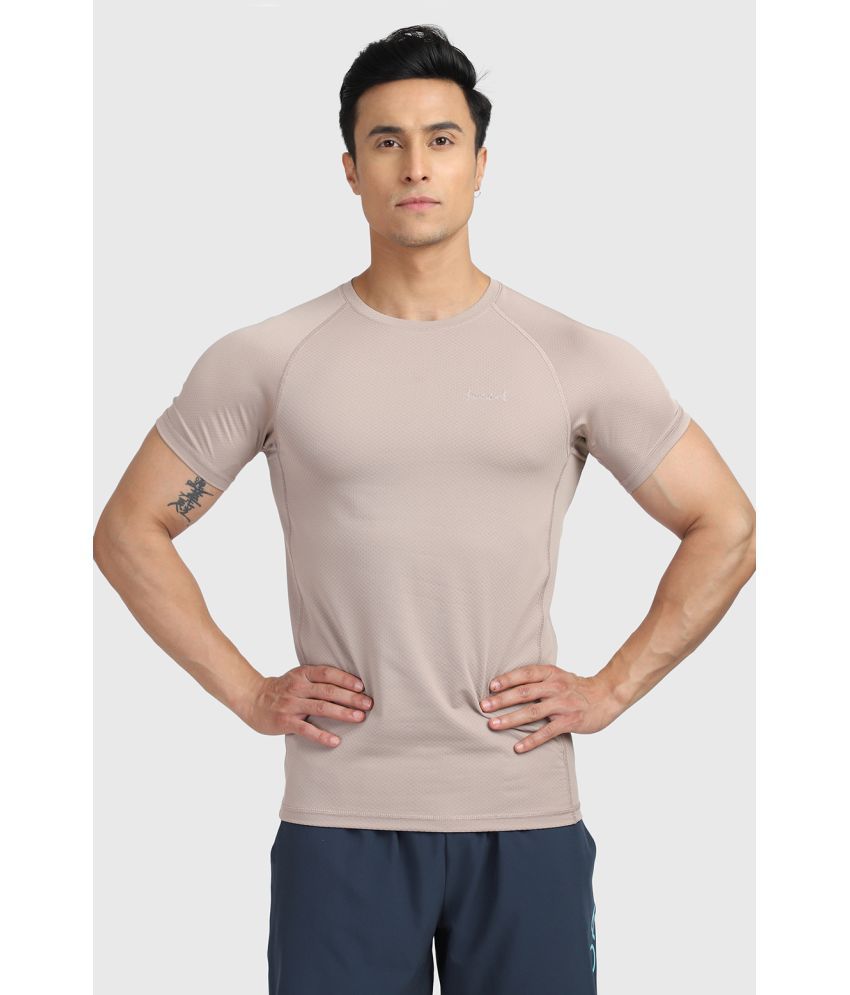     			Fuaark Beige Polyester Slim Fit Men's Sports T-Shirt ( Pack of 1 )