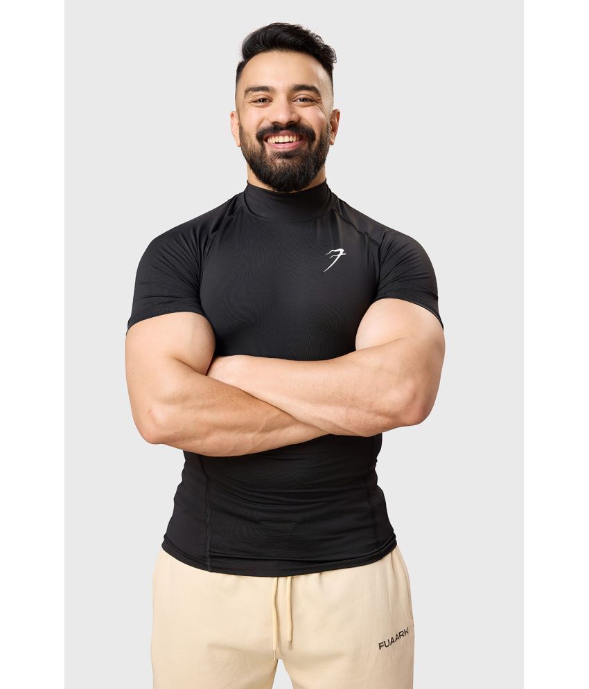     			Fuaark Black Polyester Slim Fit Men's Compression T-Shirt ( Pack of 1 )