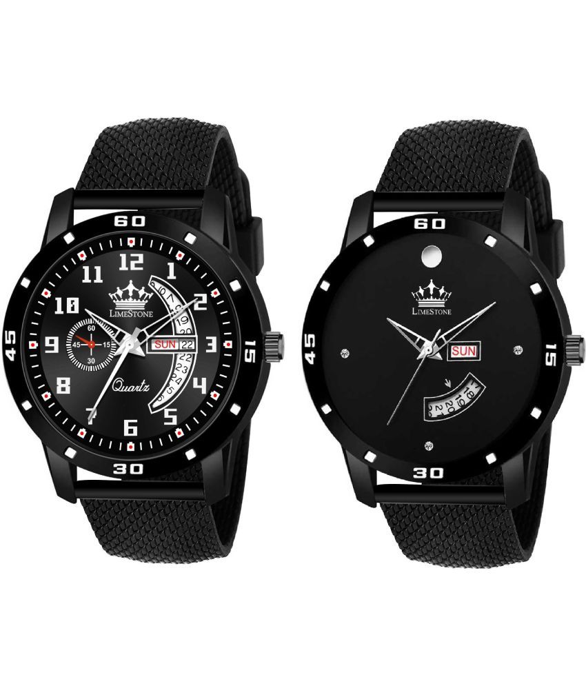     			LimeStone Black Silicon Analog Men's Watch