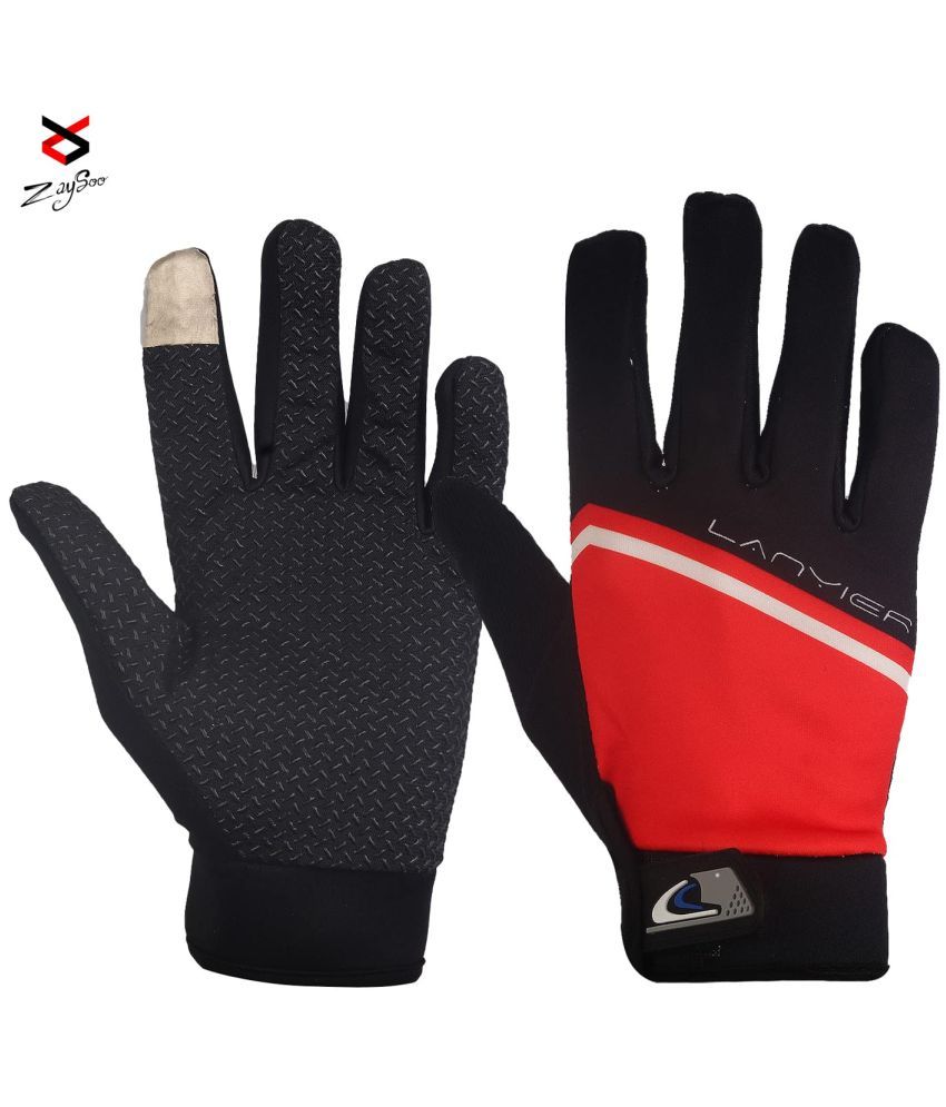     			ZAYSOO Red Nylon Men's Biker Gloves ( Pack of 1 )