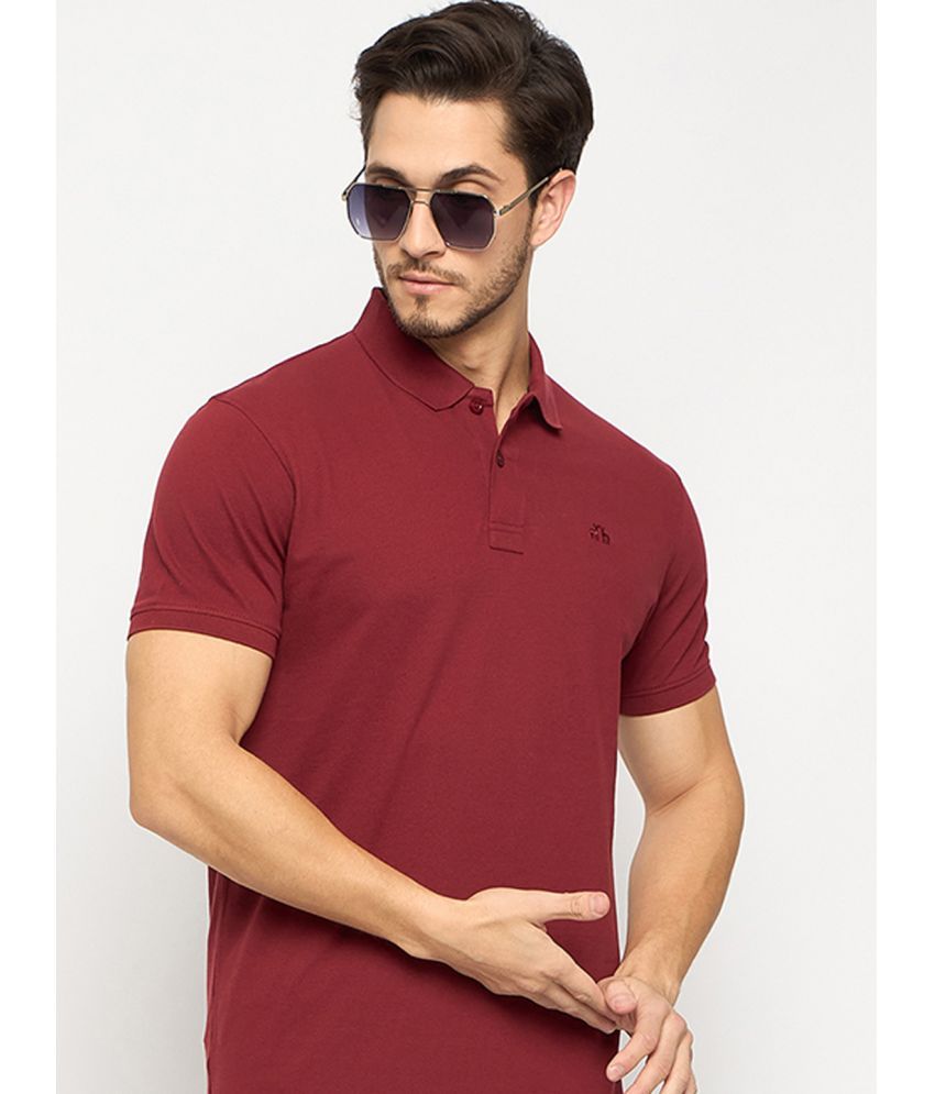     			98 Degree North Cotton Regular Fit Solid Half Sleeves Men's Polo T Shirt - Maroon ( Pack of 1 )