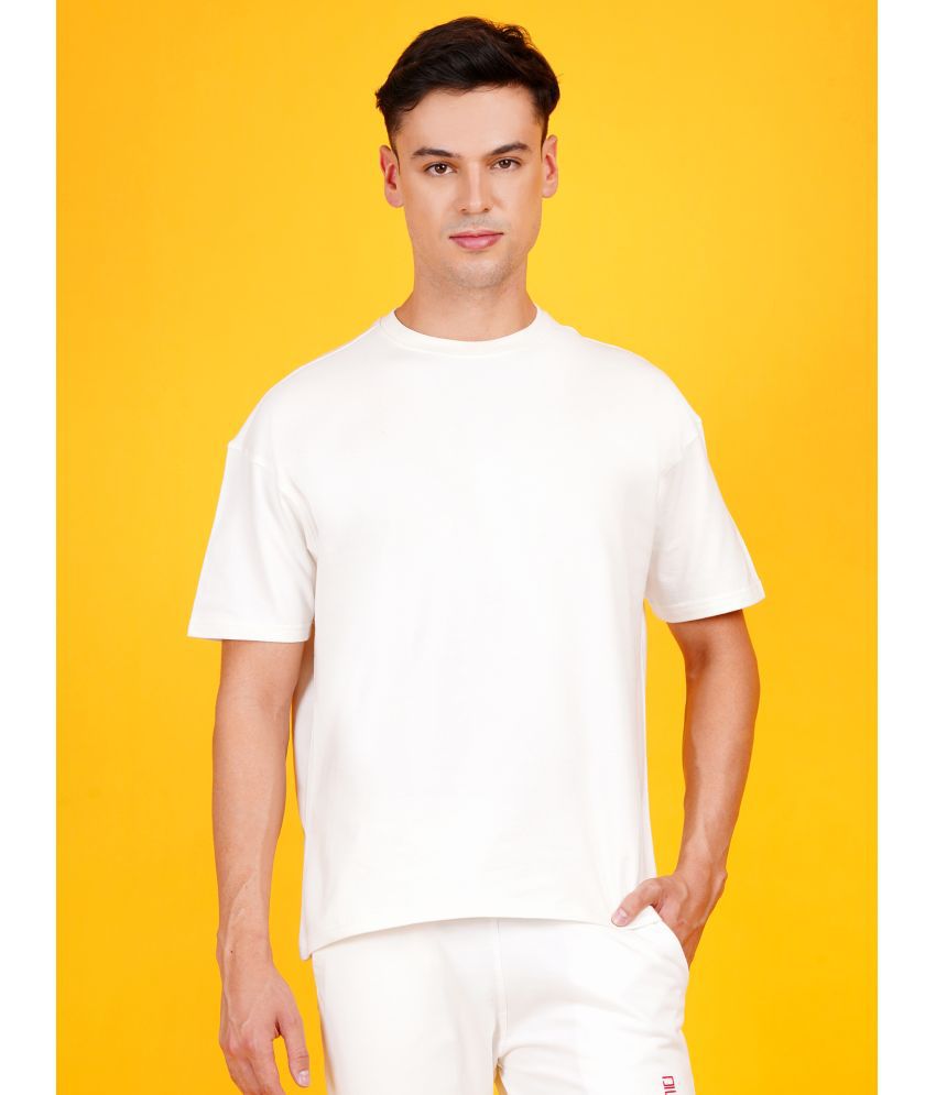     			DAFABFIT Cotton Blend Oversized Fit Solid Half Sleeves Men's T-Shirt - Off White ( Pack of 1 )