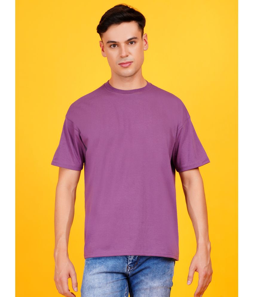     			DAFABFIT Cotton Blend Oversized Fit Solid Half Sleeves Men's T-Shirt - Lavender ( Pack of 1 )