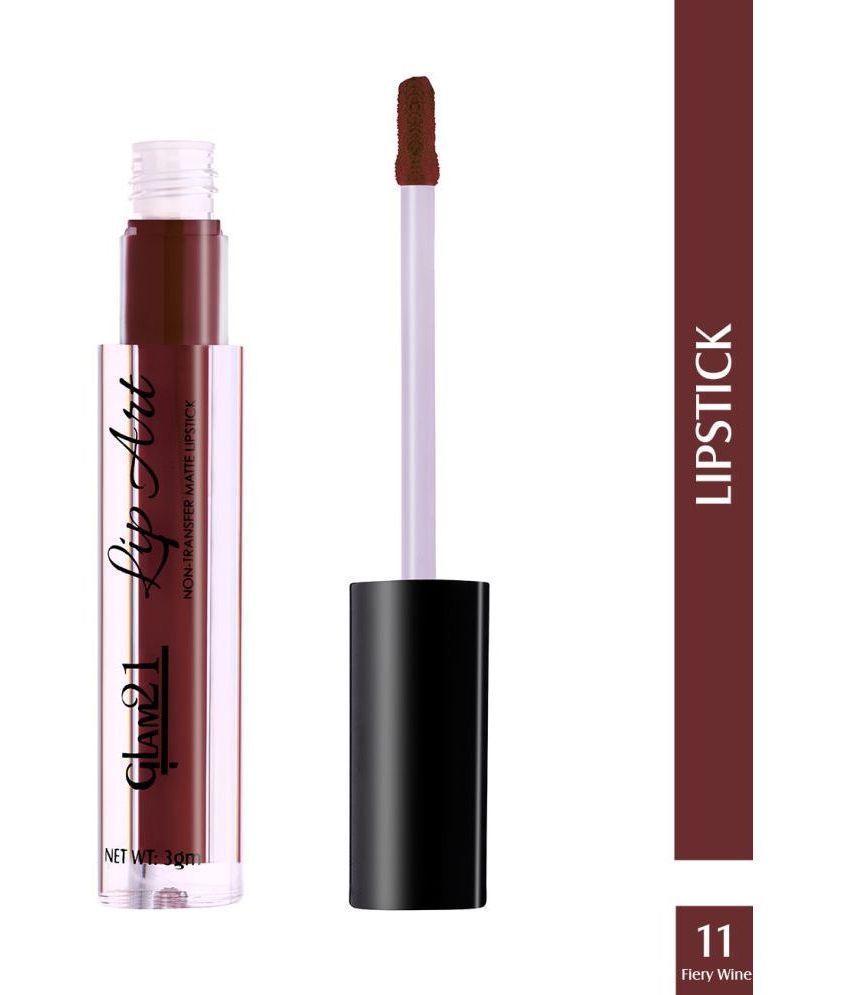     			Glam21 Lip Art Longlasting Non-Transfer Matte Liquid Lipstick Water & SmudgeProof 3gm Fiery Wine-11