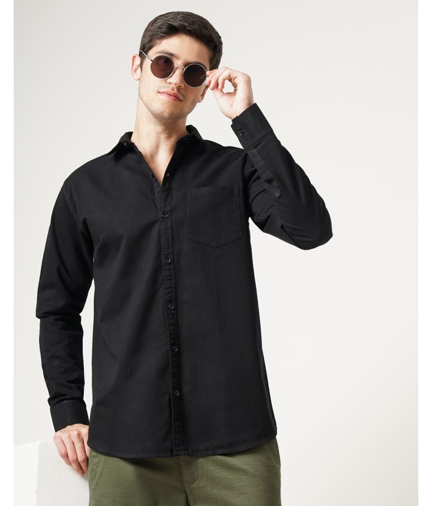     			HETIERS Cotton Blend Slim Fit Solids Full Sleeves Men's Casual Shirt - Black ( Pack of 1 )