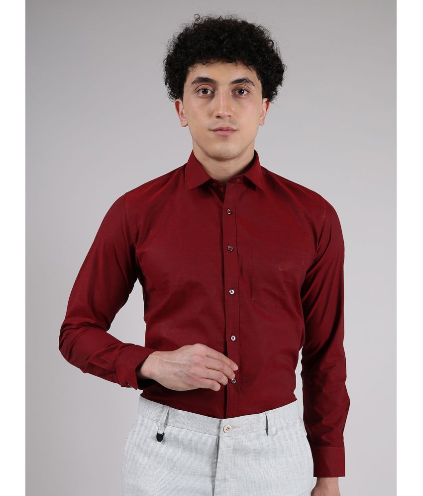     			Hoffmen Linen Regular Fit Full Sleeves Men's Formal Shirt - Burgundy ( Pack of 1 )