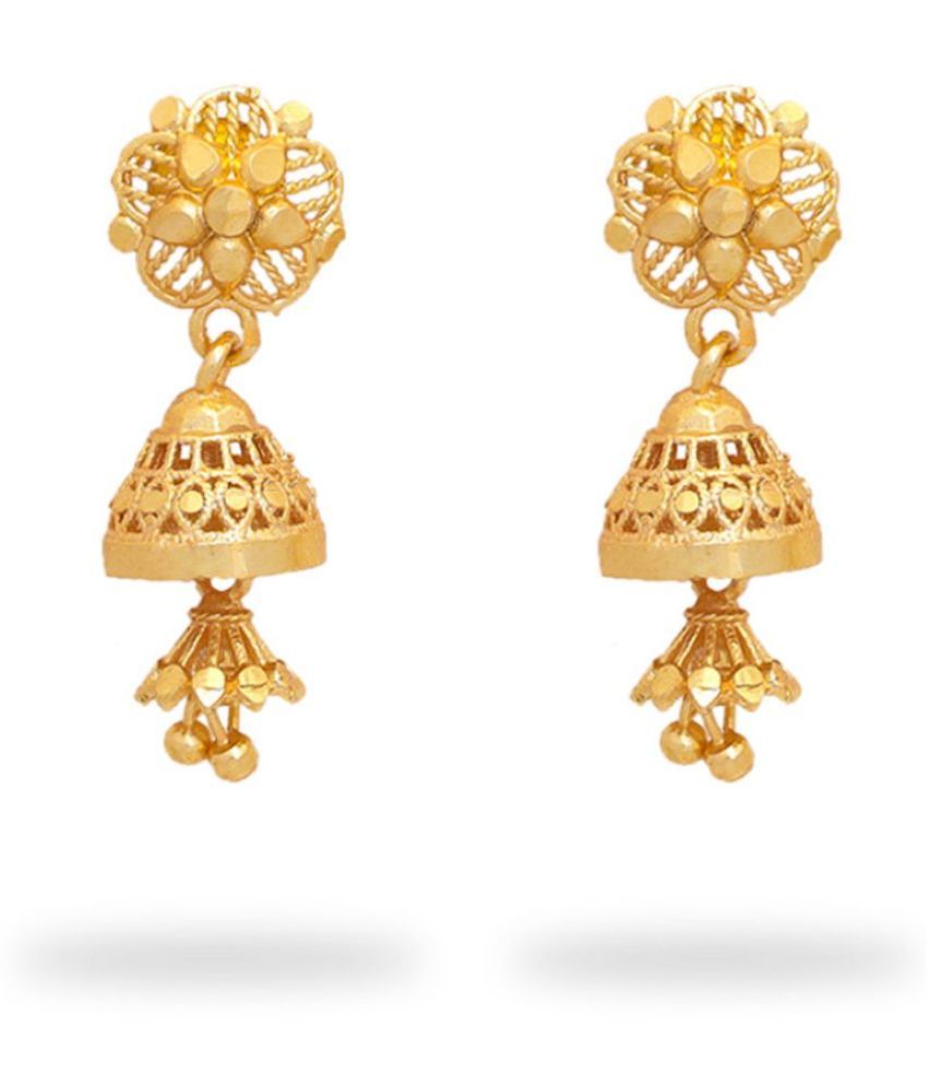     			LUV FASHION Golden Jhumki Earrings ( Pack of 1 )