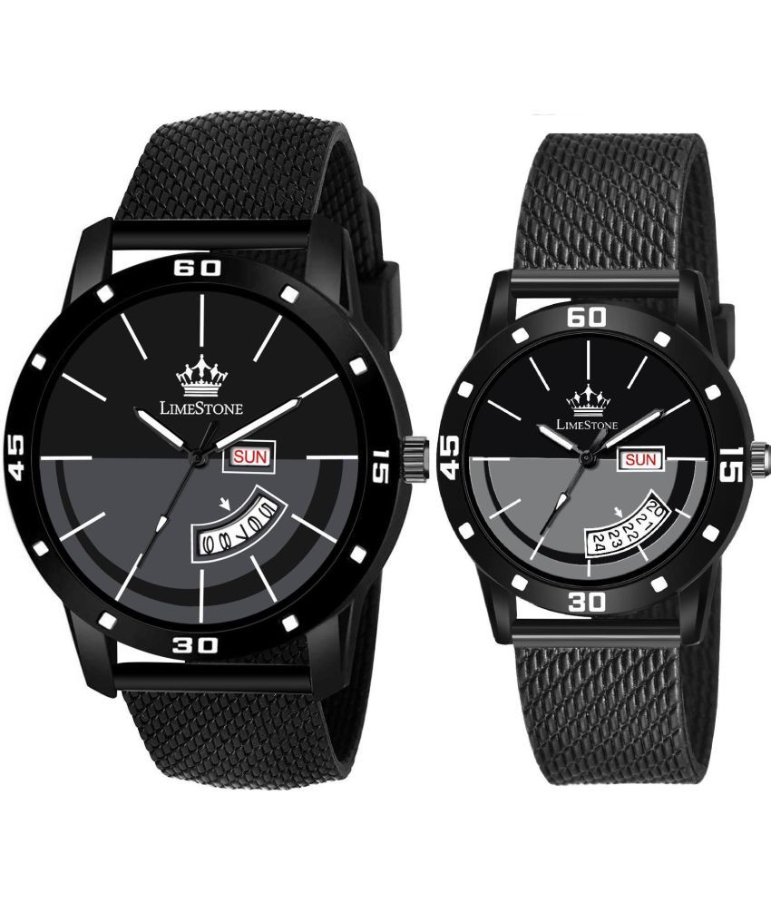     			LimeStone Black Silicon Analog Men's Watch