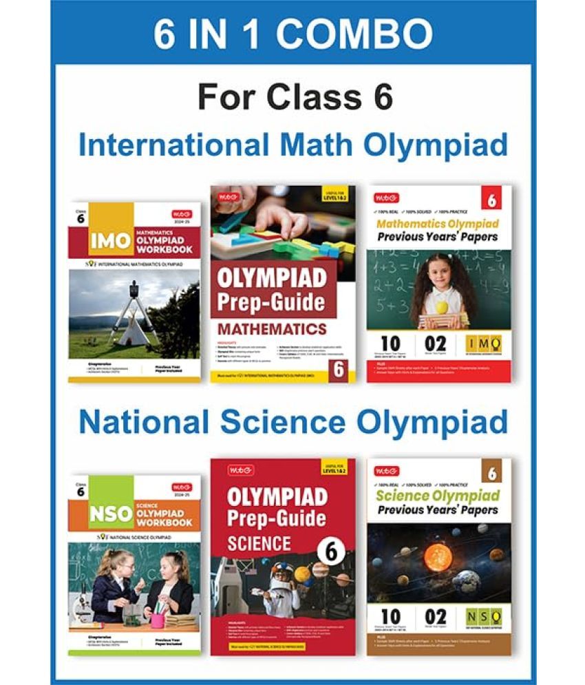     			MTG Class-6 (Mathematics & Science) IMO-NSO Olympiad Workbook, Prep-Guide & Previous Years Papers (PYQs) with Mock Test Paper - SOF Olympiad Books For 2024-25 Exam (Set of 6 Books)