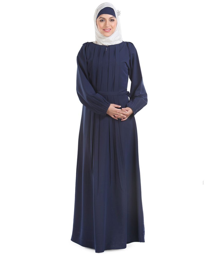     			Momin Libas Blue Polyester Stitched Burqas without Hijab -