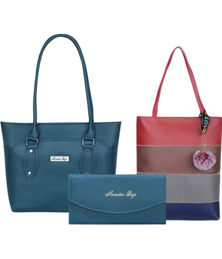    			Moonstar Bag Blue Artificial Leather Combo