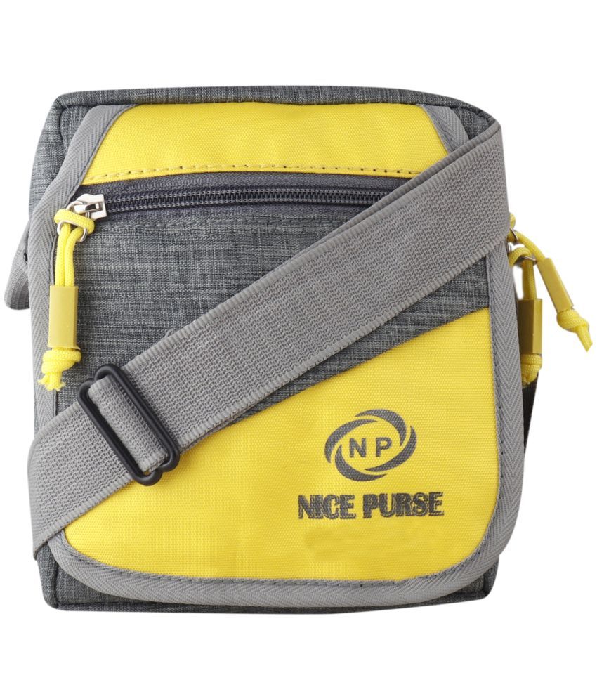     			Nice Purse Yellow Colorblocked Messenger Bag