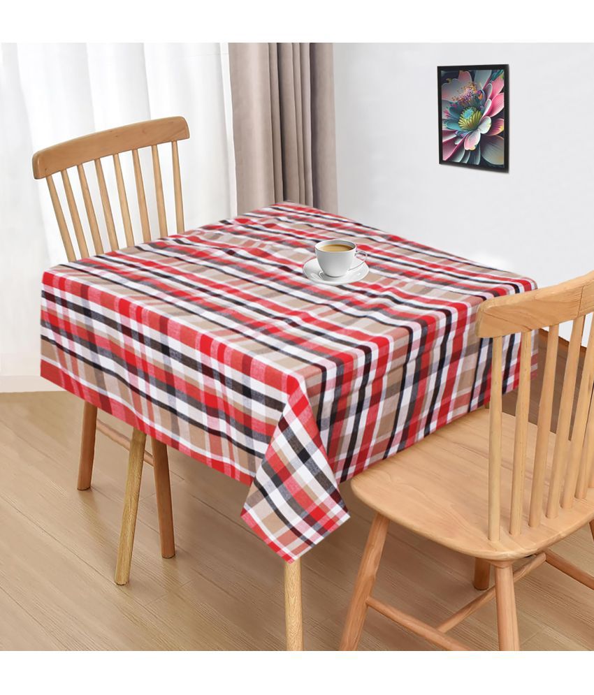     			Oasis Home Tex Checks Cotton 2 Seater Square Table Cover ( 102 x 102 ) cm Pack of 1 Multi