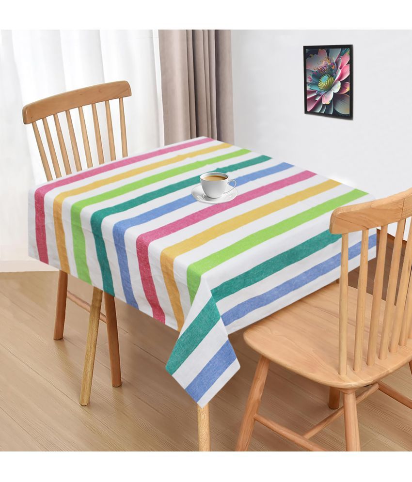     			Oasis Hometex Striped Cotton 2 Seater Square Table Cover ( 102 x 102 ) cm Pack of 1 Multi