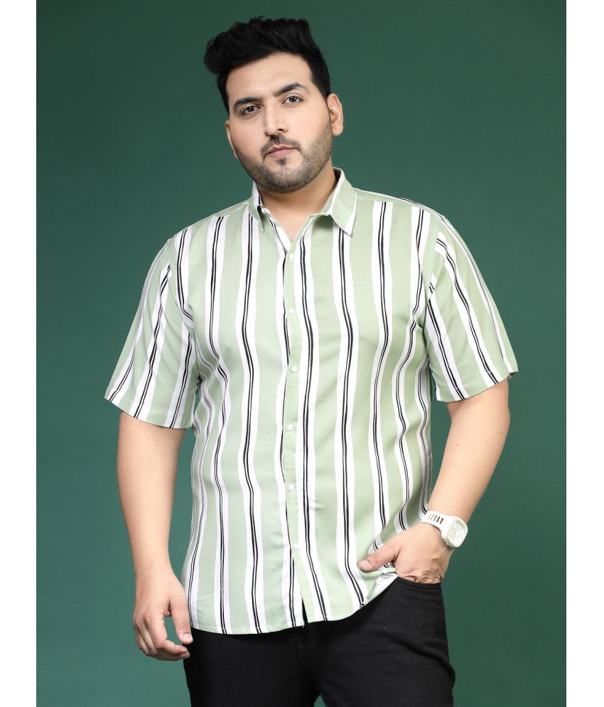     			Rigo Rayon Slim Fit Striped Half Sleeves Men's Casual Shirt - Green ( Pack of 1 )