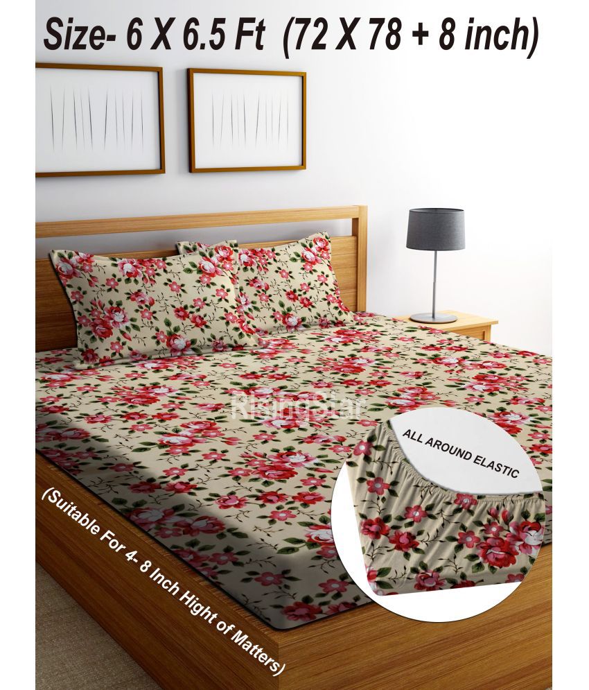     			Rising Star Cotton Floral Fitted ( King Size ) - Multi