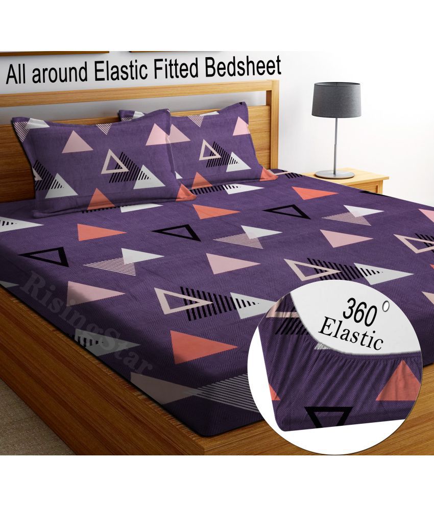     			Rising Star Microfibre Abstract Printed Fitted ( King Size ) - Purple