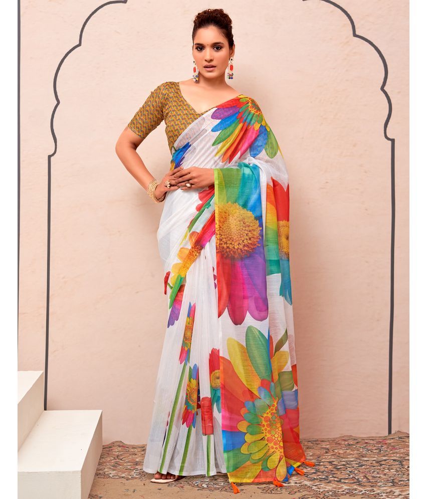     			Samah Cotton Silk Printed Saree With Blouse Piece - Multicolor ( Pack of 1 )