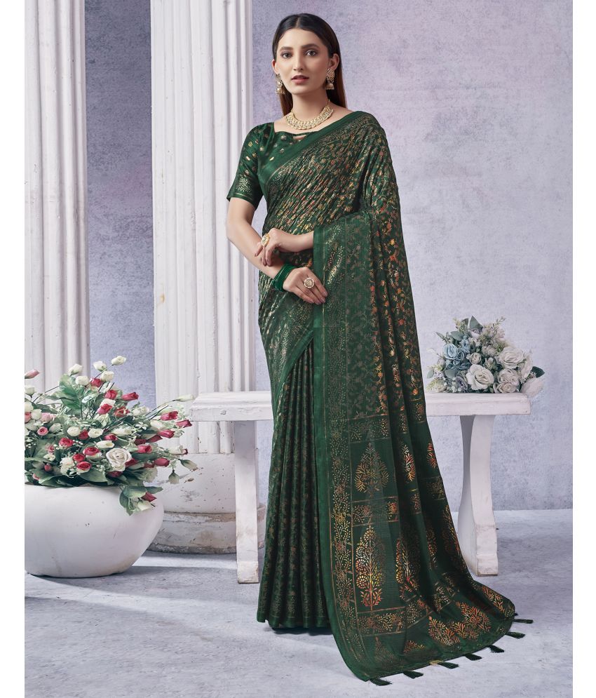     			Samah Silk Blend Self Design Saree With Blouse Piece - Green ( Pack of 1 )