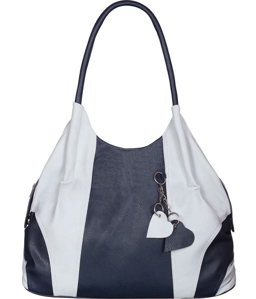     			Snappy White PU Hobo Bag