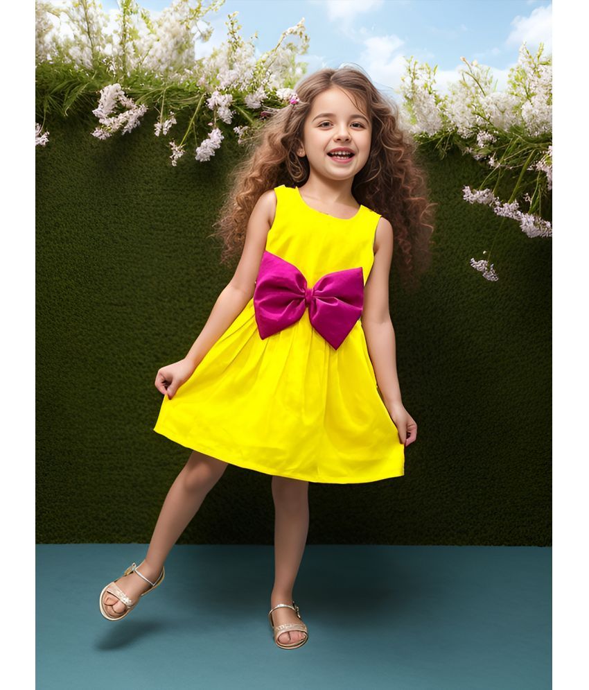     			A.T.U.N. Yellow Polyester Girls Frock ( Pack of 1 )