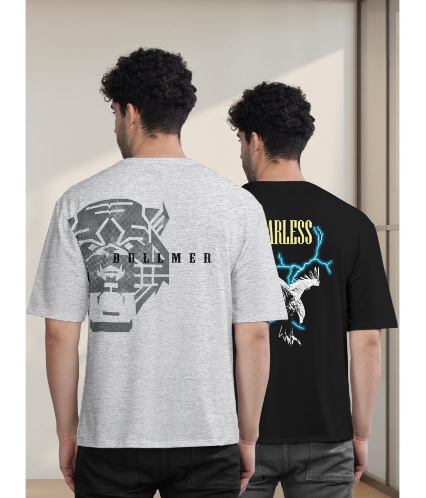     			BULLMER Pack of 2 Cotton Blend Oversized Fit Men's T-Shirt ( White )