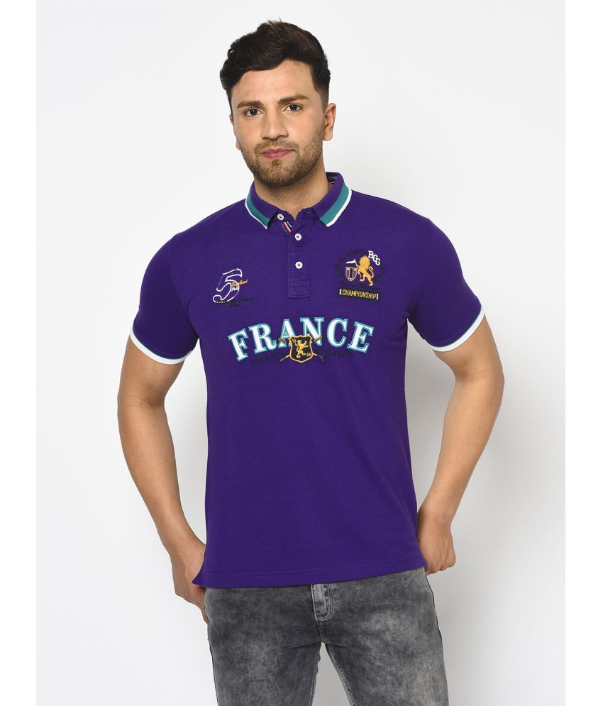     			Duke Cotton Blend Slim Fit Printed Half Sleeves Men's Polo T Shirt - Purple ( Pack of 1 )