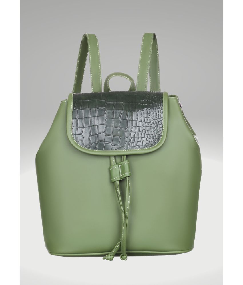     			FD Fashion Green PU Backpack