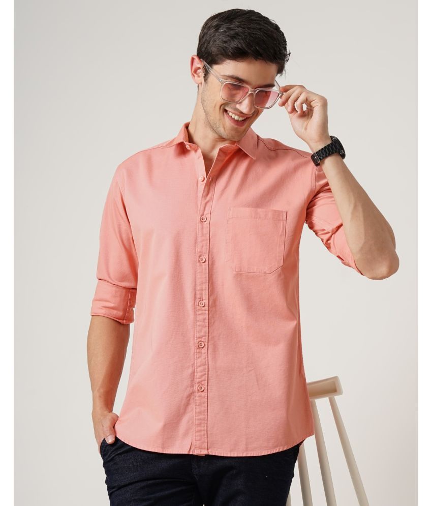     			HETIERS 100% Cotton Slim Fit Solids Full Sleeves Men's Casual Shirt - Pink ( Pack of 1 )