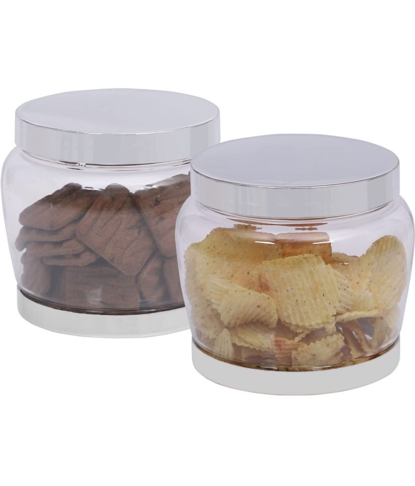     			Jaypee Keep Tight Jars Plastic Silver Cookie Container ( Set of 2 )