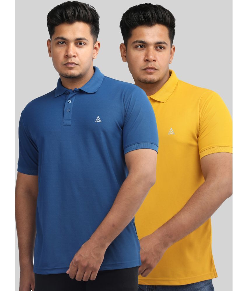     			PROPERSEVEN Polyester Regular Fit Solid Half Sleeves Men's Polo T Shirt - Blue ( Pack of 2 )