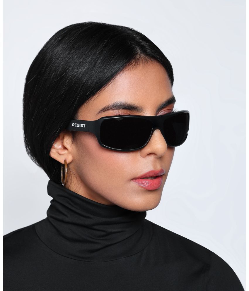     			RESIST EYEWEAR Black Rectangular Sunglasses ( Pack of 1 )