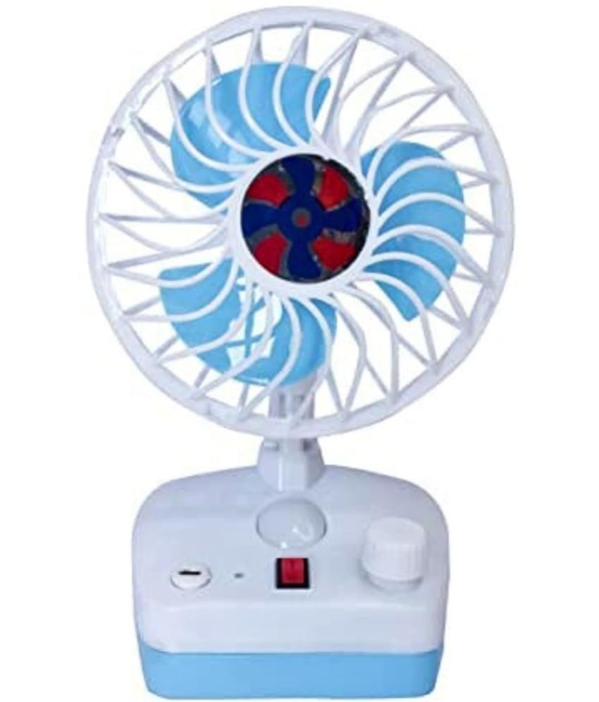     			(Random Color) Rechargeable Portable 6 inch Mini Table Fan With Led Light | 7 speed air cooler best for home and office travel Use