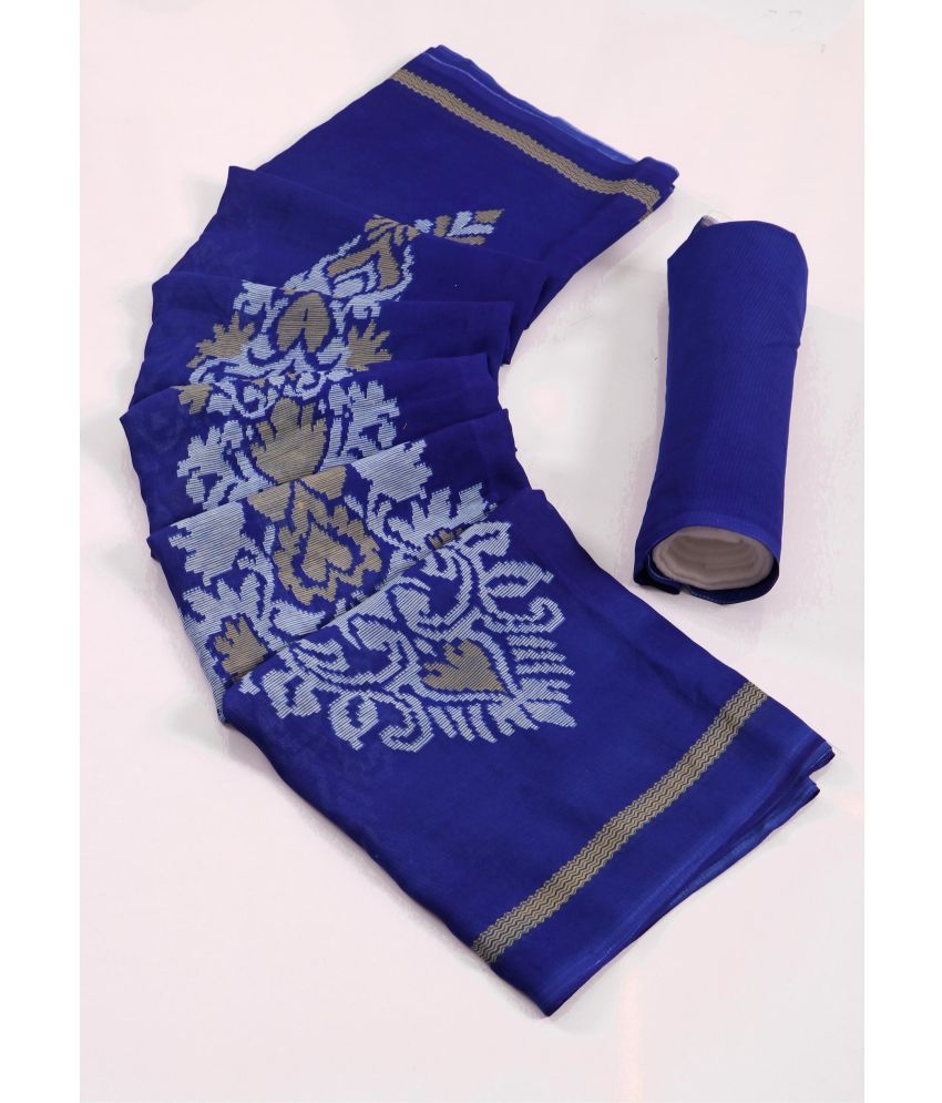     			Vichitra Georgette Printed Saree With Blouse Piece - Blue ( Pack of 1 )