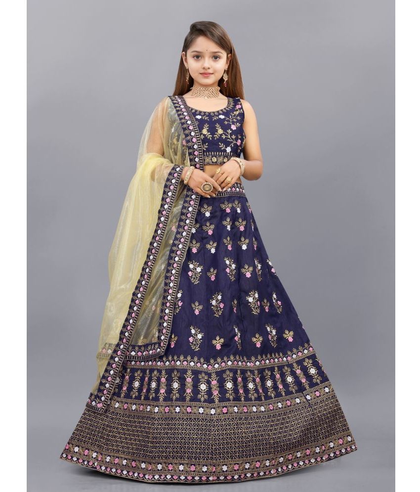     			Aika Silk Lehenga Choli Set For Girls ( Pack of 1 , Blue )