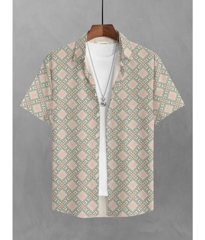     			BULLMER Cotton Blend Regular Fit Printed Half Sleeves Men's Casual Shirt - Sea Green ( Pack of 1 )