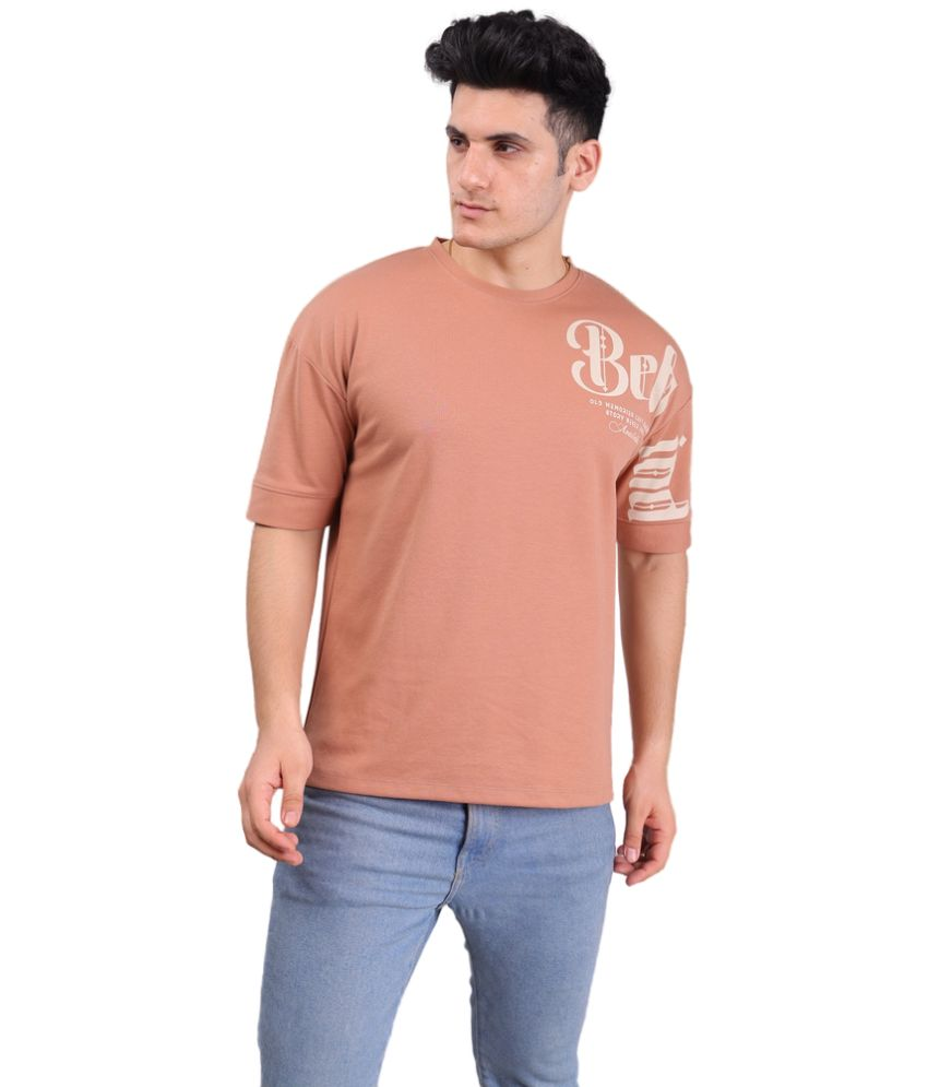     			DASHBOARD Cotton Blend Oversized Fit Printed Half Sleeves Men's T-Shirt - Orange ( Pack of 1 )