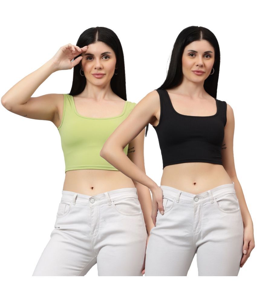     			Diaz Multi Color Linen Women's Crop Top ( Pack of 2 )