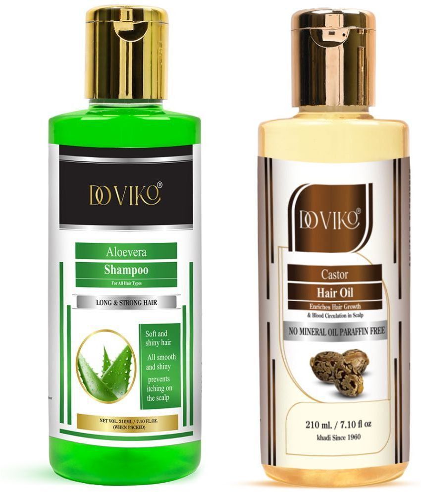     			Doviko Aloe Vera Shampoo and Castor Hair Oil - Pack of 2 (420ML)