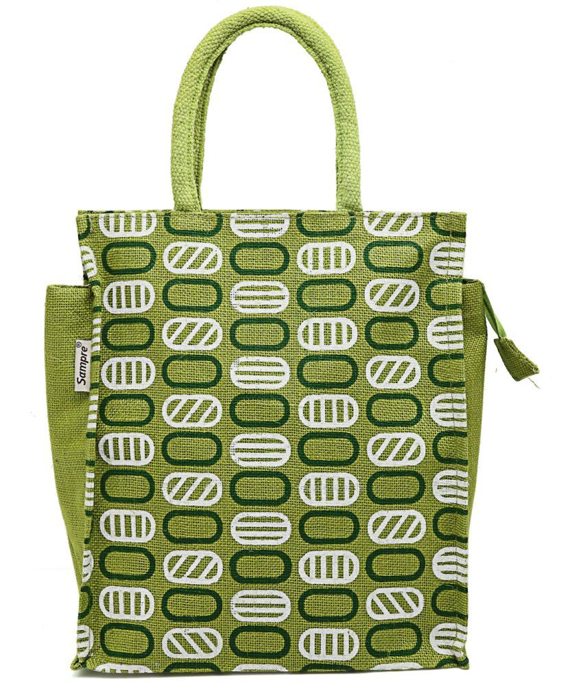     			ENSAC Green Jute Lunch Bag Pack of 1