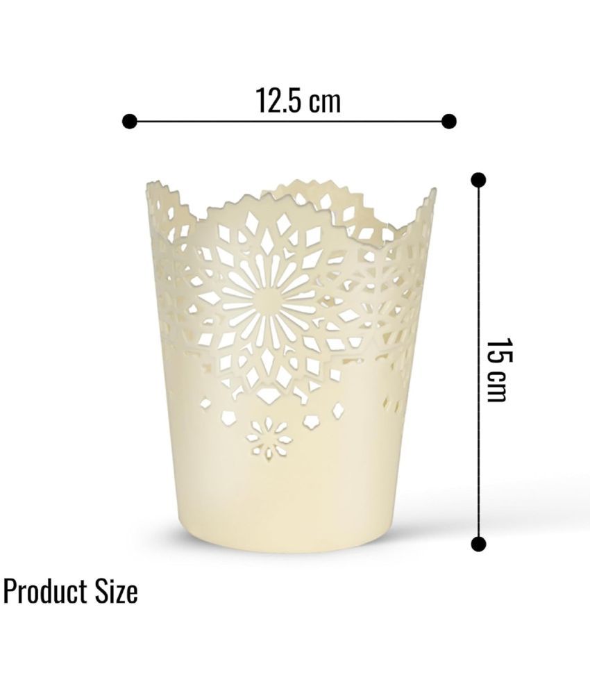 FAIR FOOD Plastic Hollow Pen Stand Bucket Makeup Brushes Cutlery Holder Flower Basket Stationery Desk Organizer for Home and... 