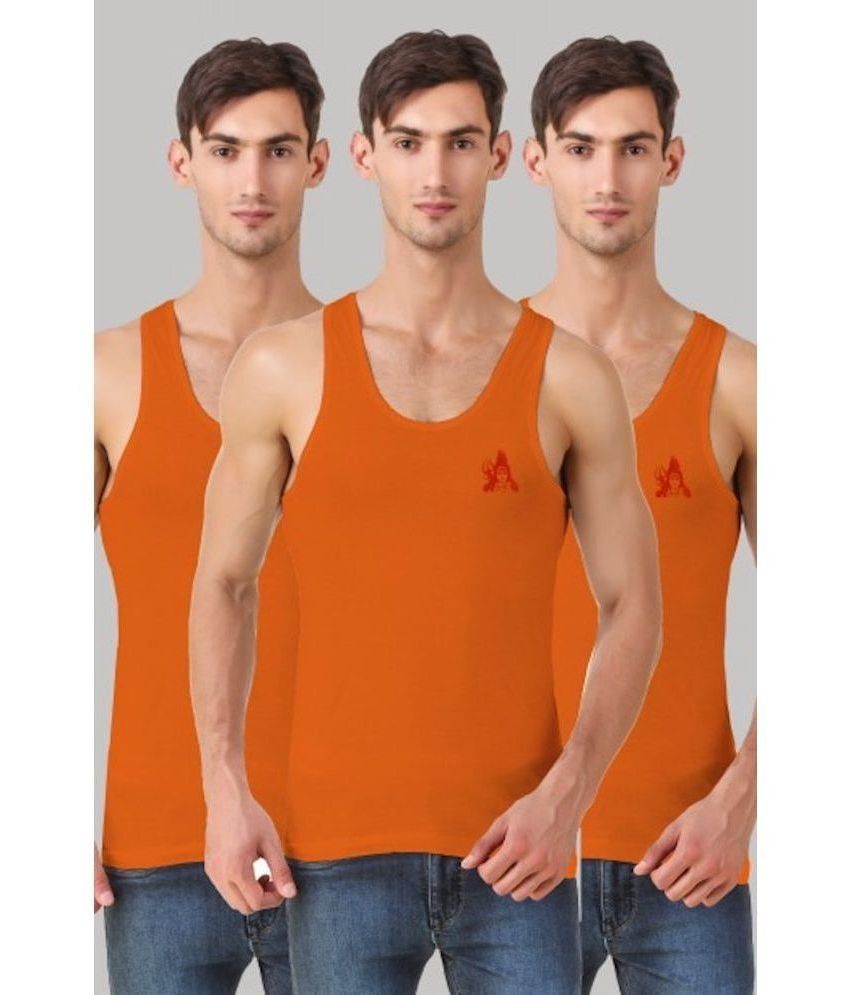     			HAP Pack of 3 Cotton Men's Vest ( Orange )