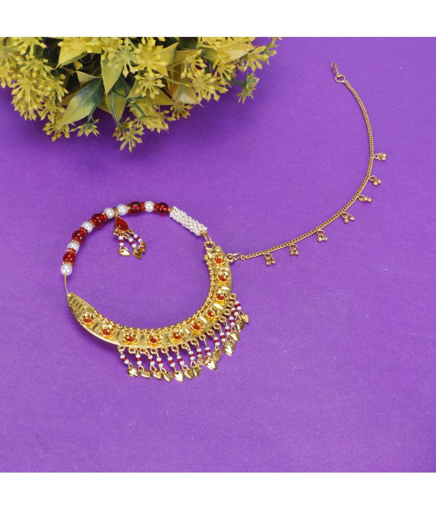    			OZ Jewels Golden-Plated Traditional Pahadi Nath/Uttrakhandi Nath/Nath For Women
