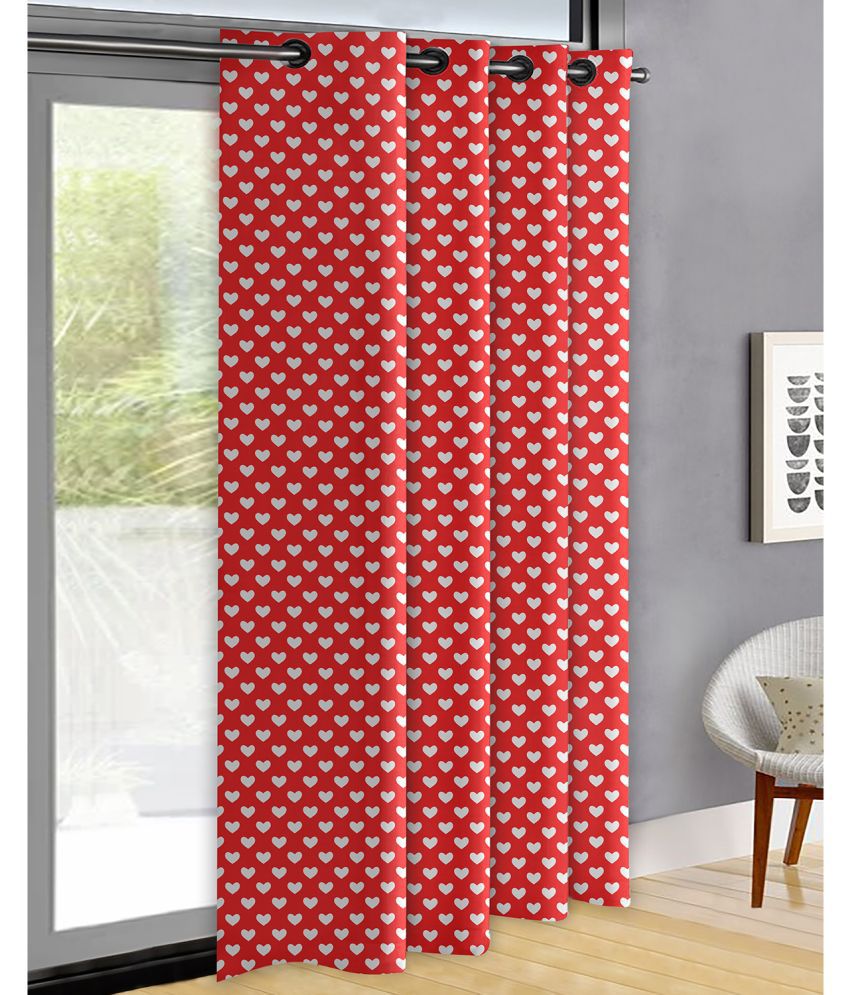     			Oasis Hometex Abstract Room Darkening Eyelet Curtain 7 ft ( Pack of 1 ) - Red