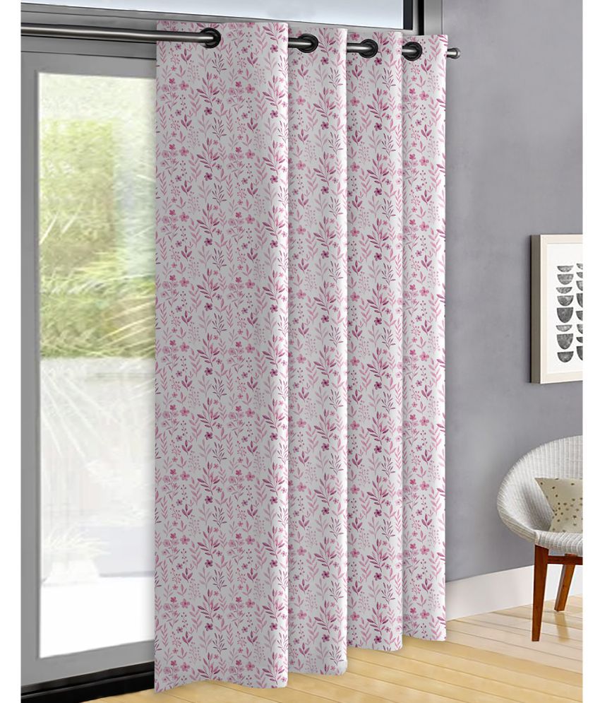     			Oasis Hometex Floral Room Darkening Eyelet Curtain 7 ft ( Pack of 1 ) - Pink