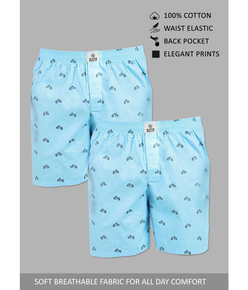     			Supersquad Pack of 2 Cotton Boxers For Men's ( Light Blue )