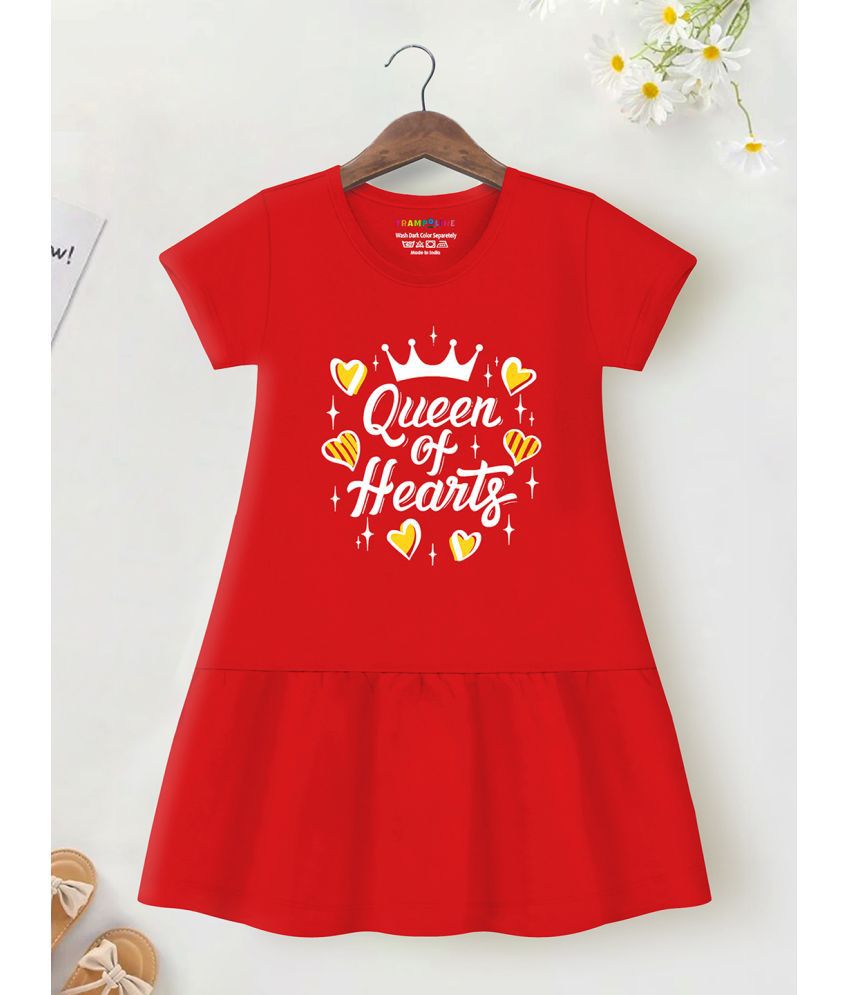     			Trampoline Red Cotton Girls Frock ( Pack of 1 )