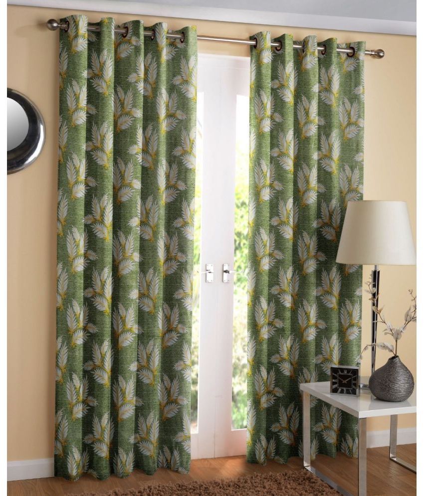     			WACO CREATION Nature Room Darkening Eyelet Curtain 9 ft ( Pack of 2 ) - Multicolor